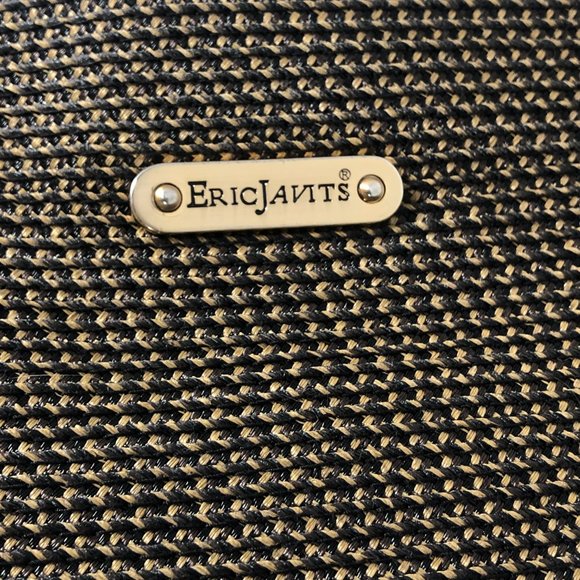 ERIC JAVITZ Black & Metallic Gold Woven Tote, Chunky Gold Accents, Medium Size - Picture 12 of 16